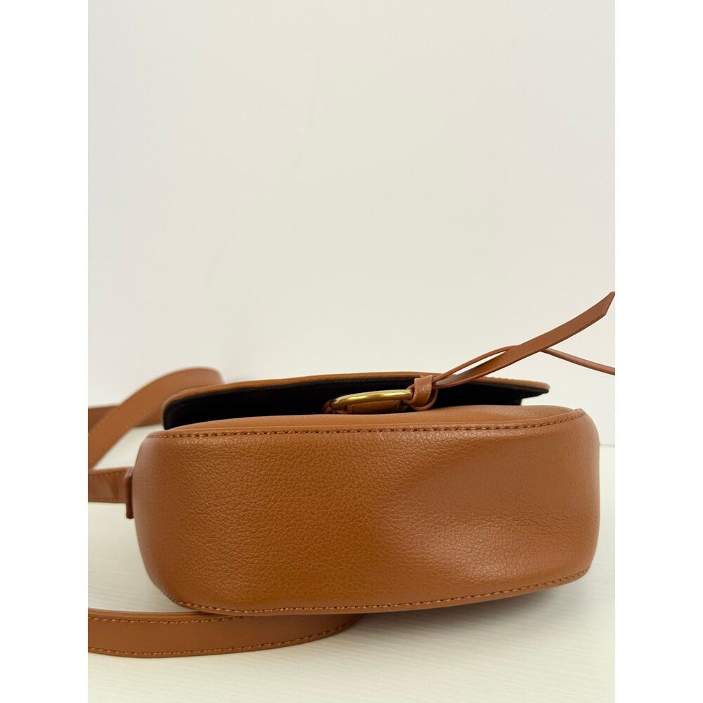 JJ Winters Ivy Crossbody Bag Cognac Leather Saddle Gold Ring - Picture 7 of 12